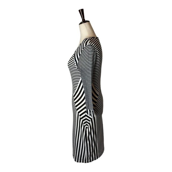 Diane Von Furstenberg Black And‎ White Multi Directional Striped Haven Dress S - Picture 6 of 11